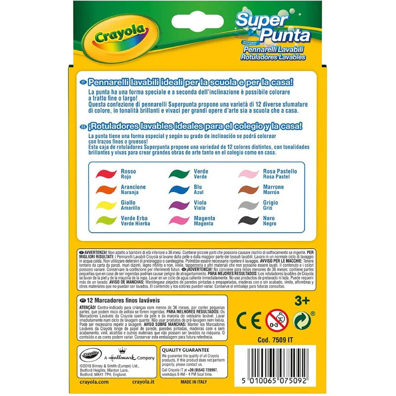 Estuche Rotuladores Súper Punta Lavables CRAYOLA 12 unidades - Image 2