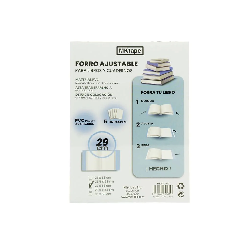 Forro Libros Ajustable 29 cm Mimbek