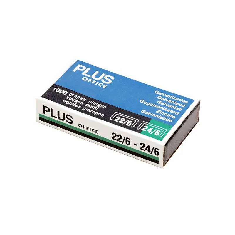 Grapas Plus 22/6 y 24/6 Plateado Plus Office