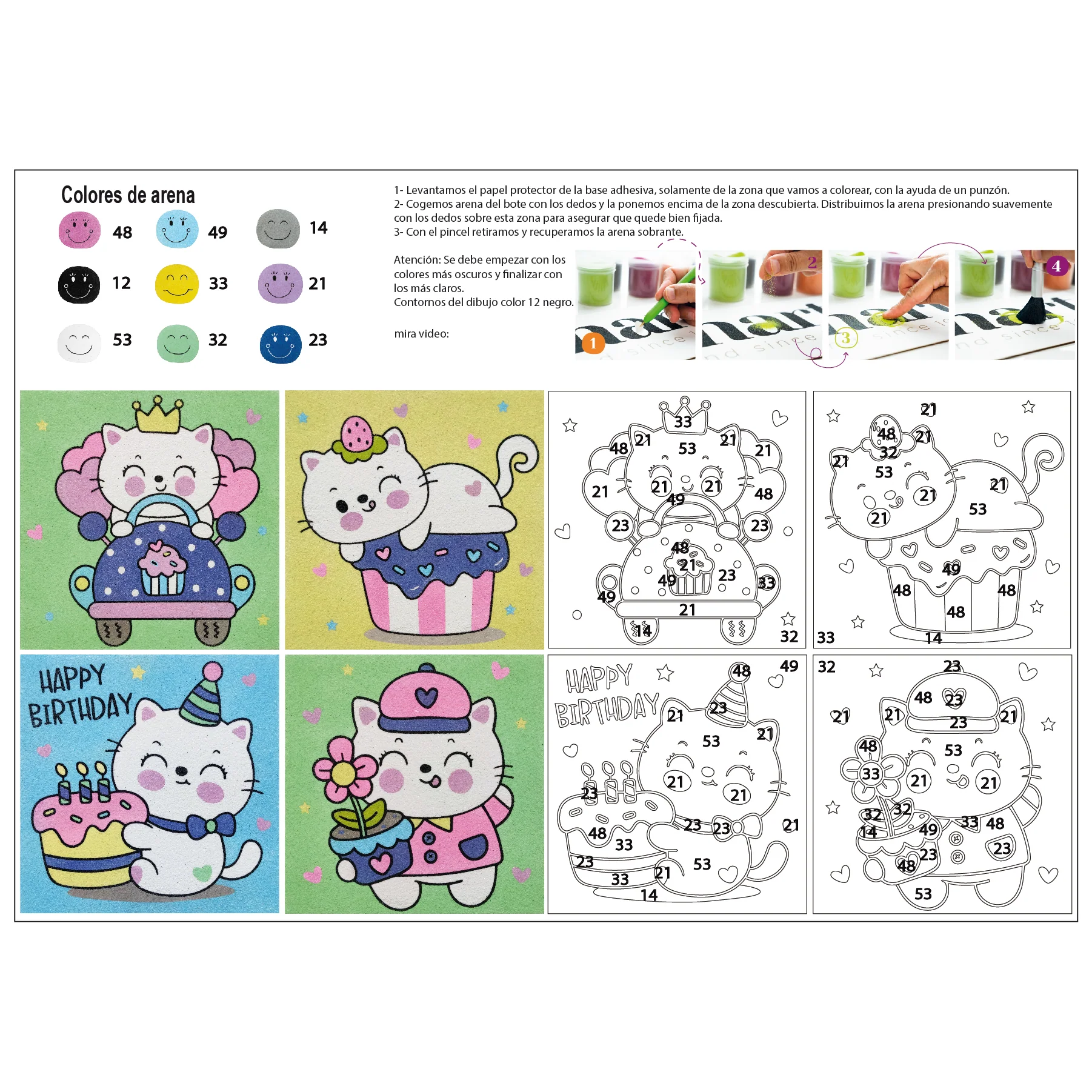 Kit Pintar con Arenas Gatos Kawaii Arenart - Image 3