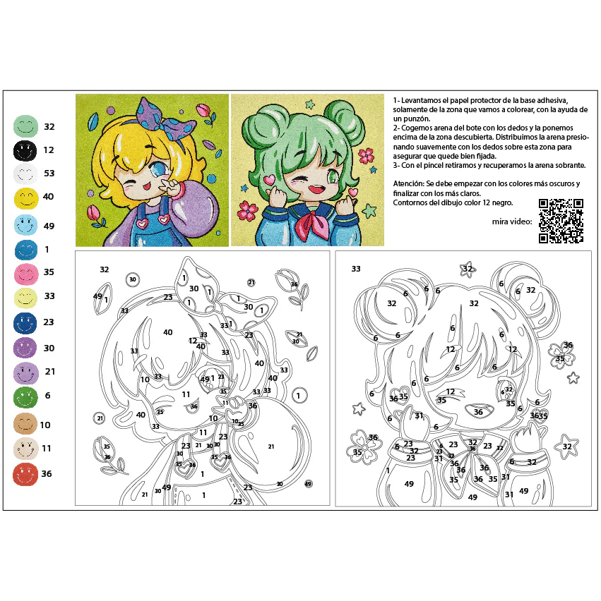 Kit Pintar con Arenas Kawaii Girls 2 Arenart - Image 2
