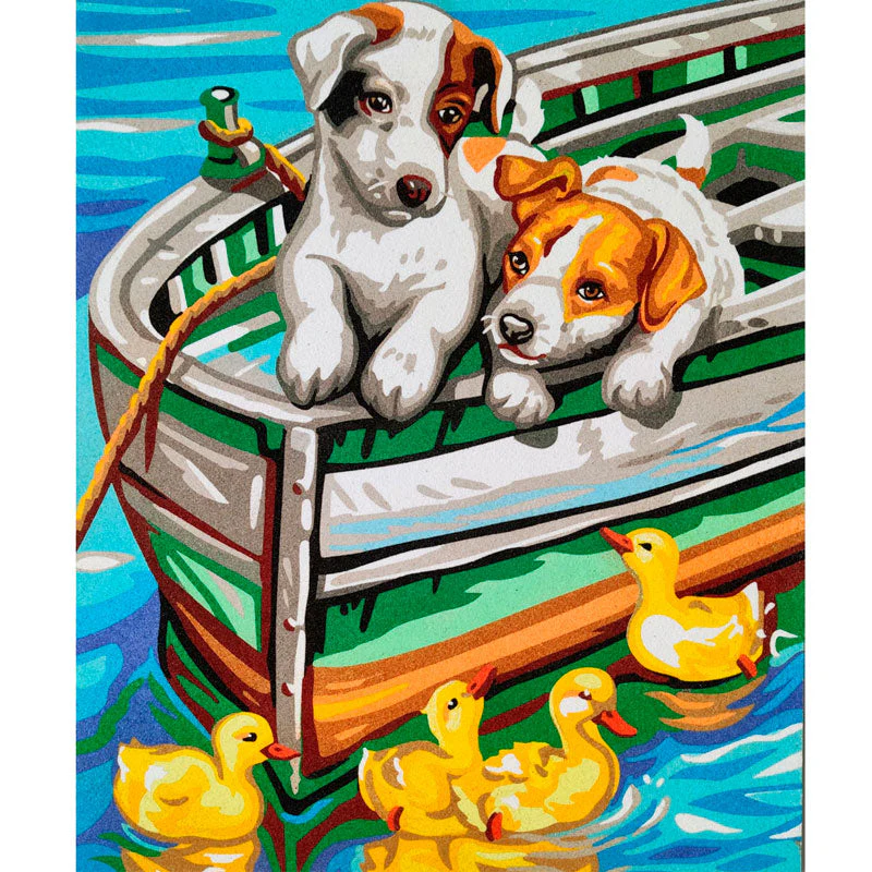 Kit Pintar con Arenas Perritos Barco 36x48cm Arenart - Image 3