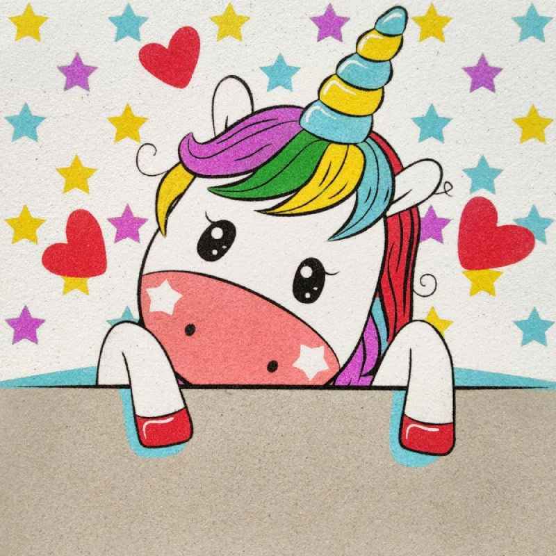Kit Pintar con Arenas 'Unicornio Corazones' ARENART 30x30cm 2 Láminas - Image 5