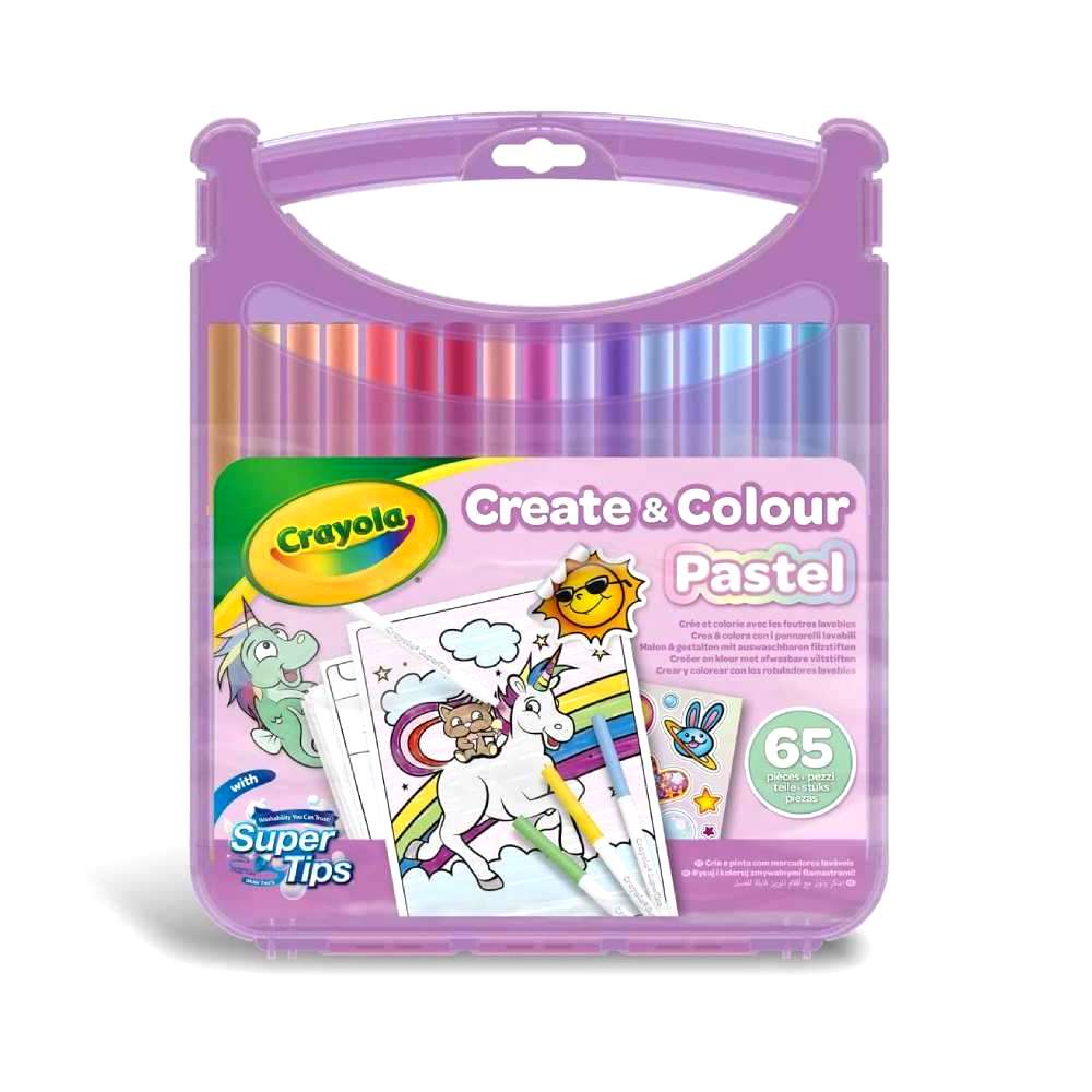 Maletín 65 Rotuladores Super Lavables Pastel Crayola