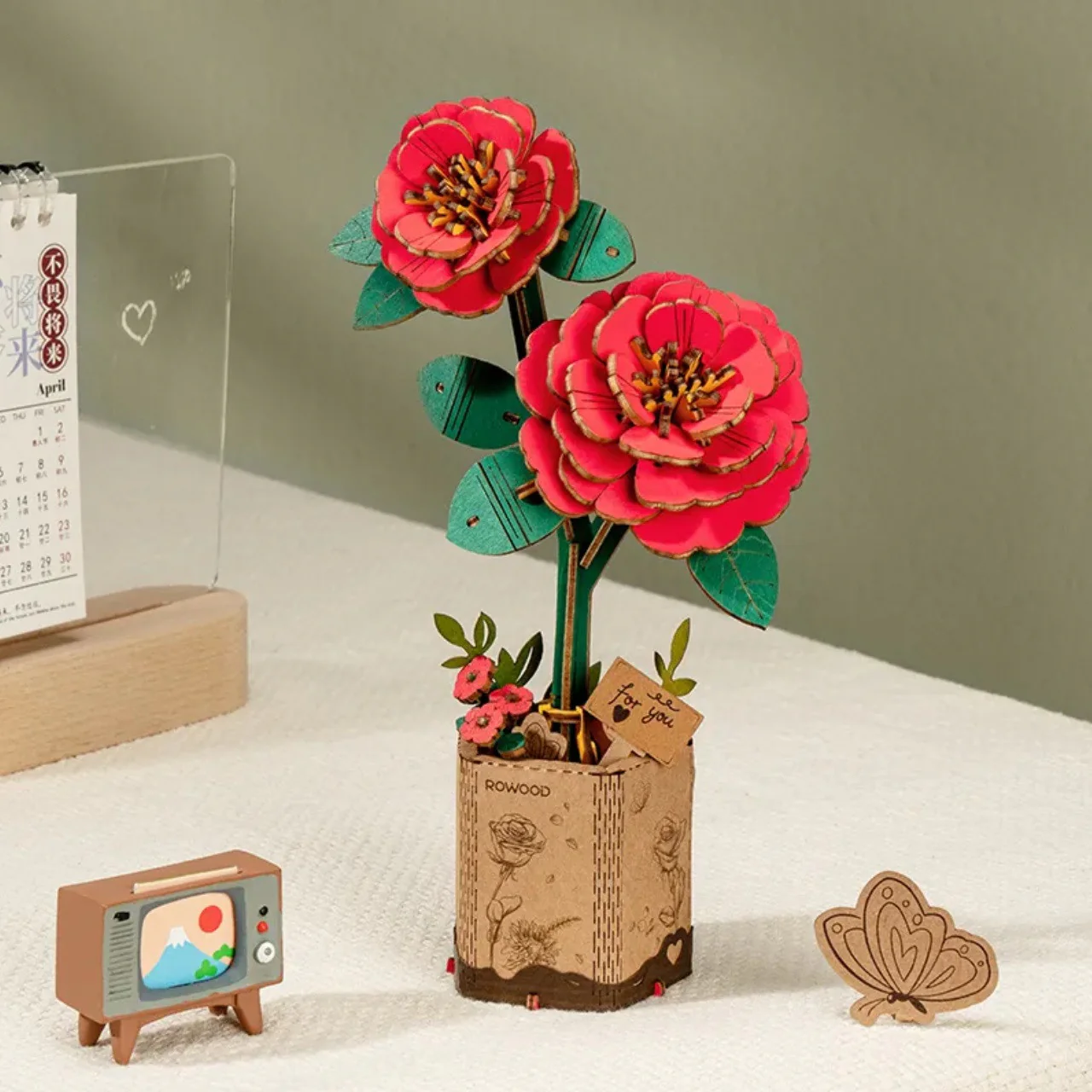 Maqueta Madera Camelia Roja Robotime - Image 4