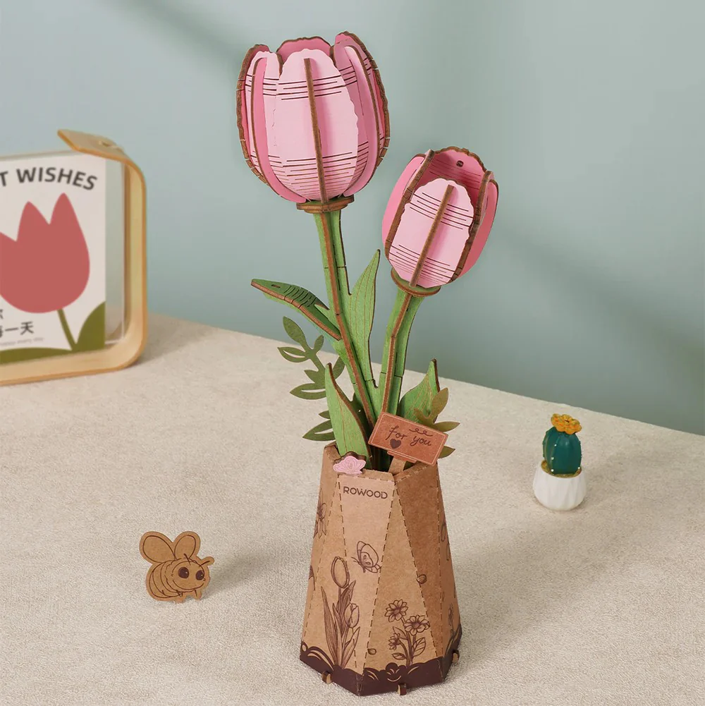 Maqueta Madera Tulipán Rosa Robotime - Image 5
