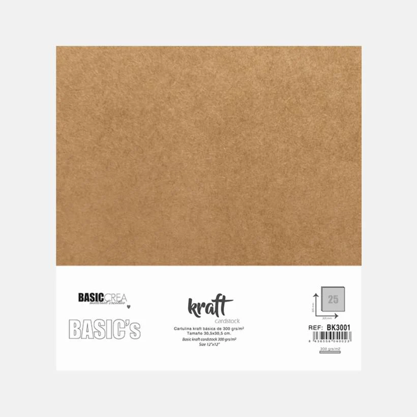 Pack 25 Cartulinas Básicas Kraft 30,5cm Basic Crea