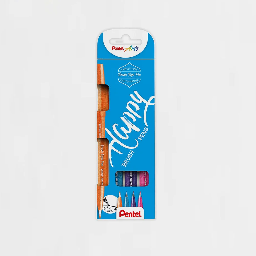 Pack 4 Rotuladores Punta Pincel Estuche Happy Pentel Touch - Image 5