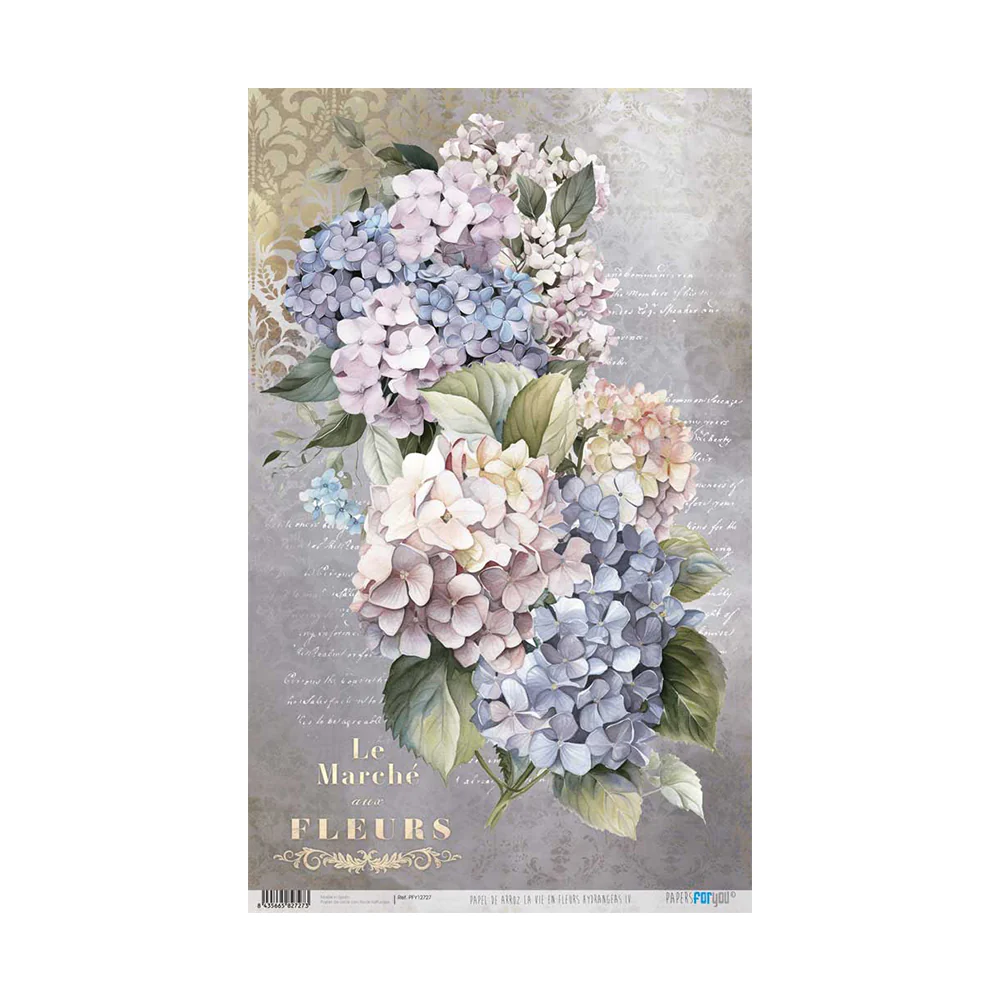 Papel Arroz 54x33 30g La Vie En Fleurs Hydrangeas IV