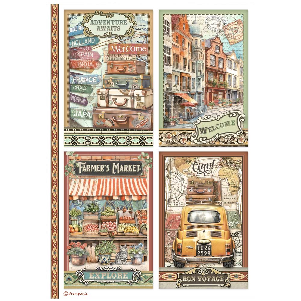 Papel de Arroz A4 Art of Travelling Stamperia - Image 3