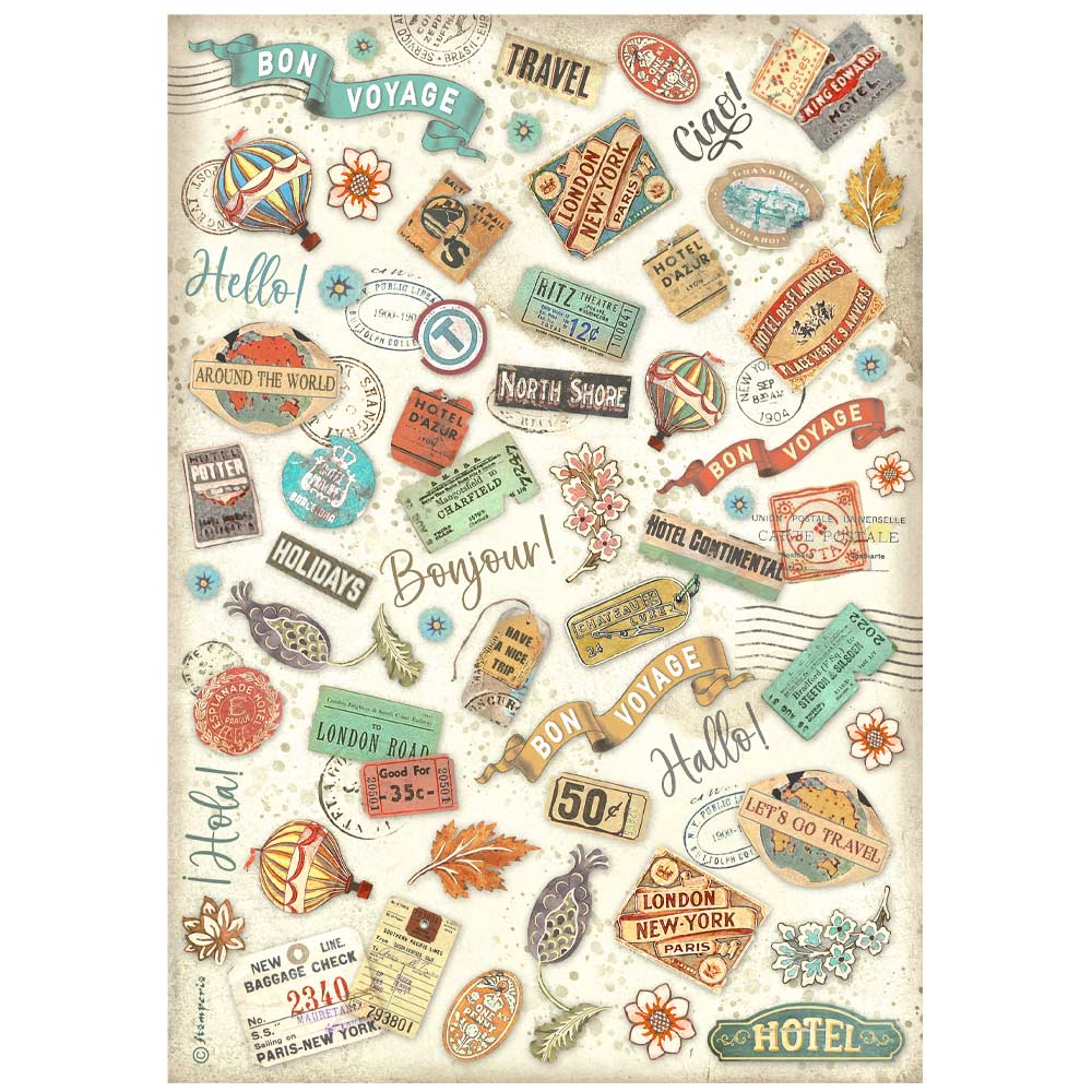Papel de Arroz A4 Art of Travelling Stamperia - Image 4