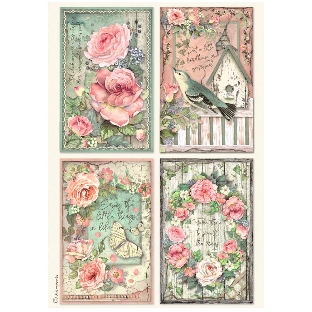 Papel de Arroz A4 House of Roses Stamperia - Image 3