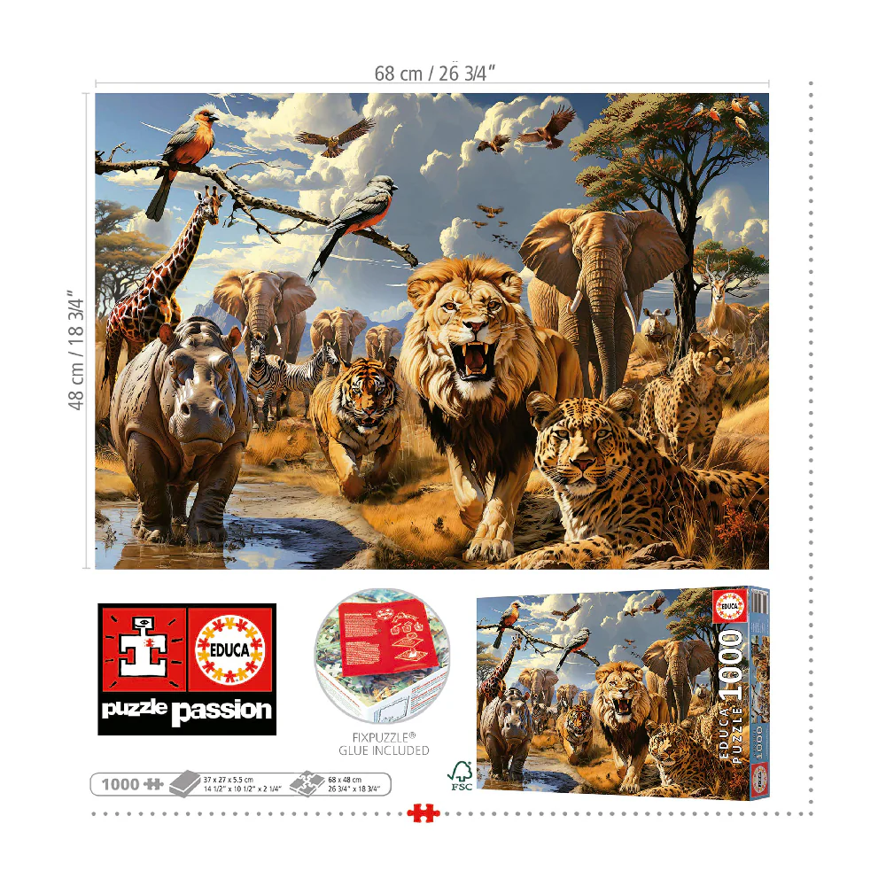 Puzzle 1000 Piezas Animales Salvajes Educa - Image 3