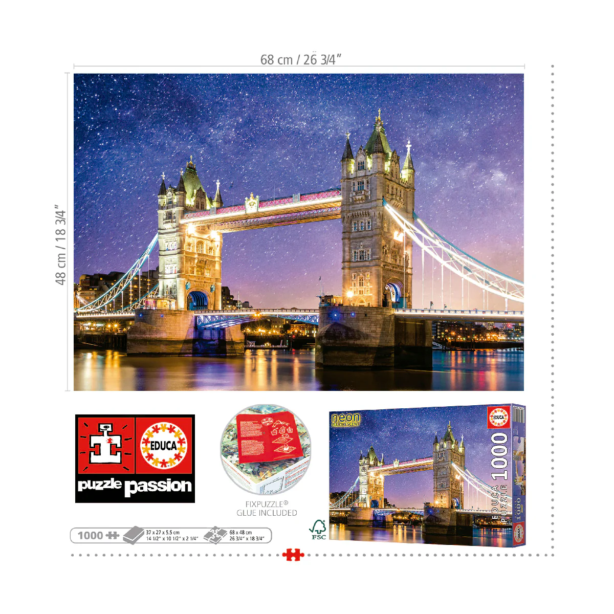 Puzzle 1000 Piezas Tower Bridge London Neon Educa - Image 3
