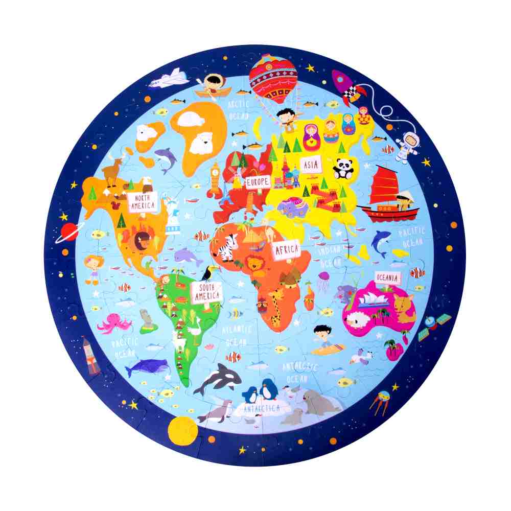 Puzzle Circular Mapamundi 48 Piezas Apli Kids - Image 2