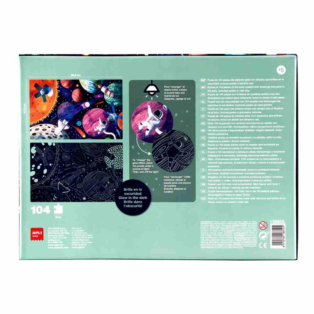 Puzzle Glow In The Dark Sistema Solar 104 Piezas Apli Kids - Image 4