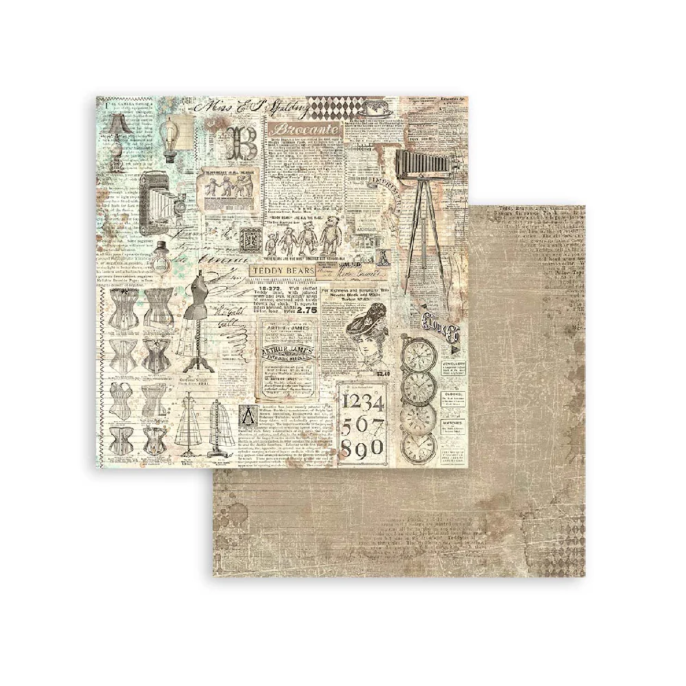 Set 10 Papeles de Scrap 30x30 Brocante Antiques Stamperia - Image 3