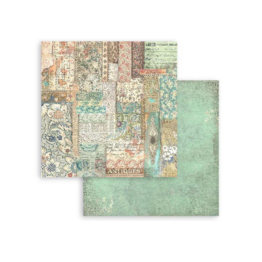 Set 10 Papeles de Scrap Backround 20x20 Brocante Antiques Stamperia - Image 4