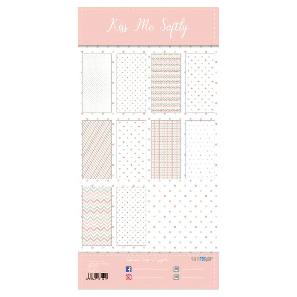 Set 10 Papeles Scrap 15x30cm Kiss Me Softly Papers For You - Image 11