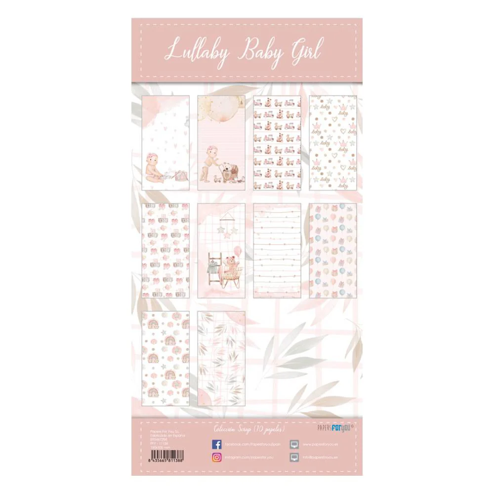 Set 10 Papeles Scrap 15x30cm Lullaby Baby Girl Papers For You - Image 12