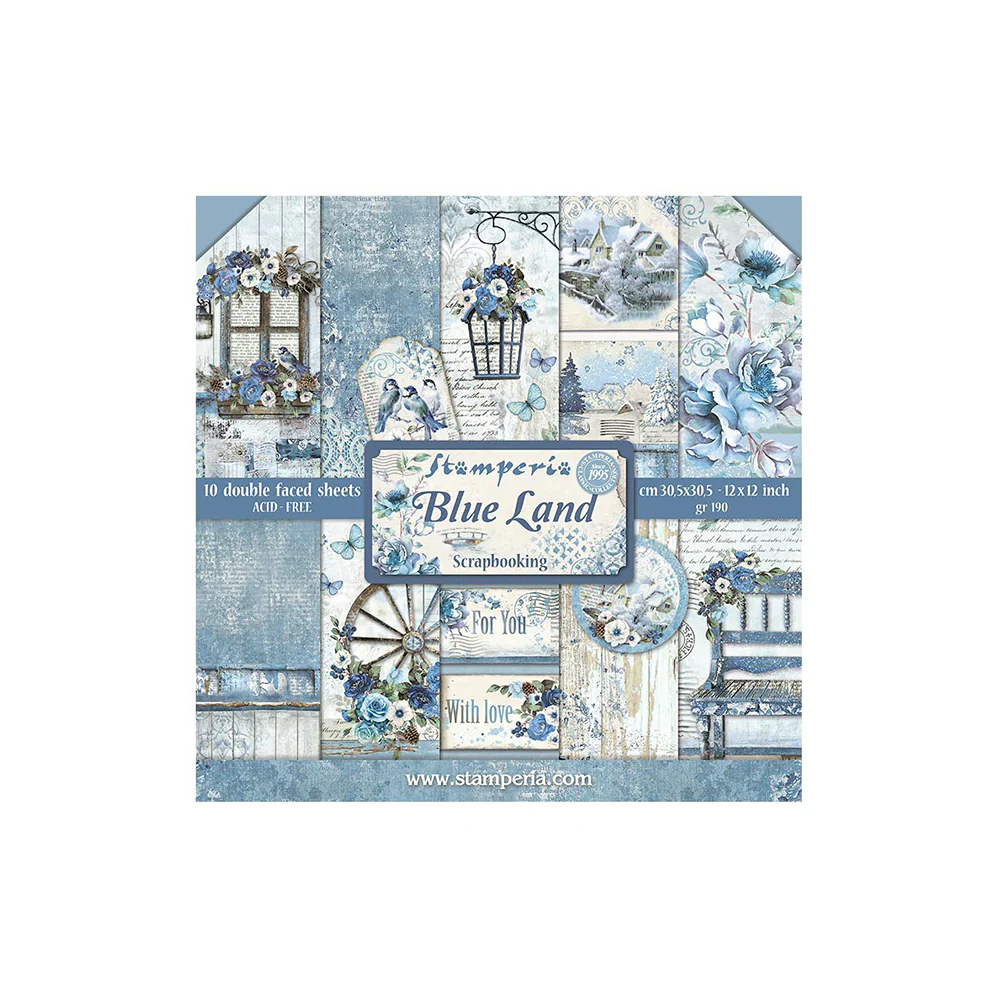 Set 10 Papeles Scrap 30x30 Blue Land