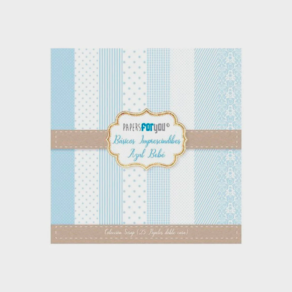 Set 10 Papeles Scrap Básicos Azul Bebé 30x30 Papers for You