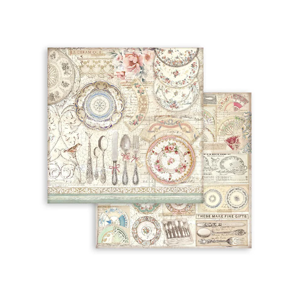 Set 10 Papeles Scrap Brocante Antiques 20x20 Stamperia - Image 3