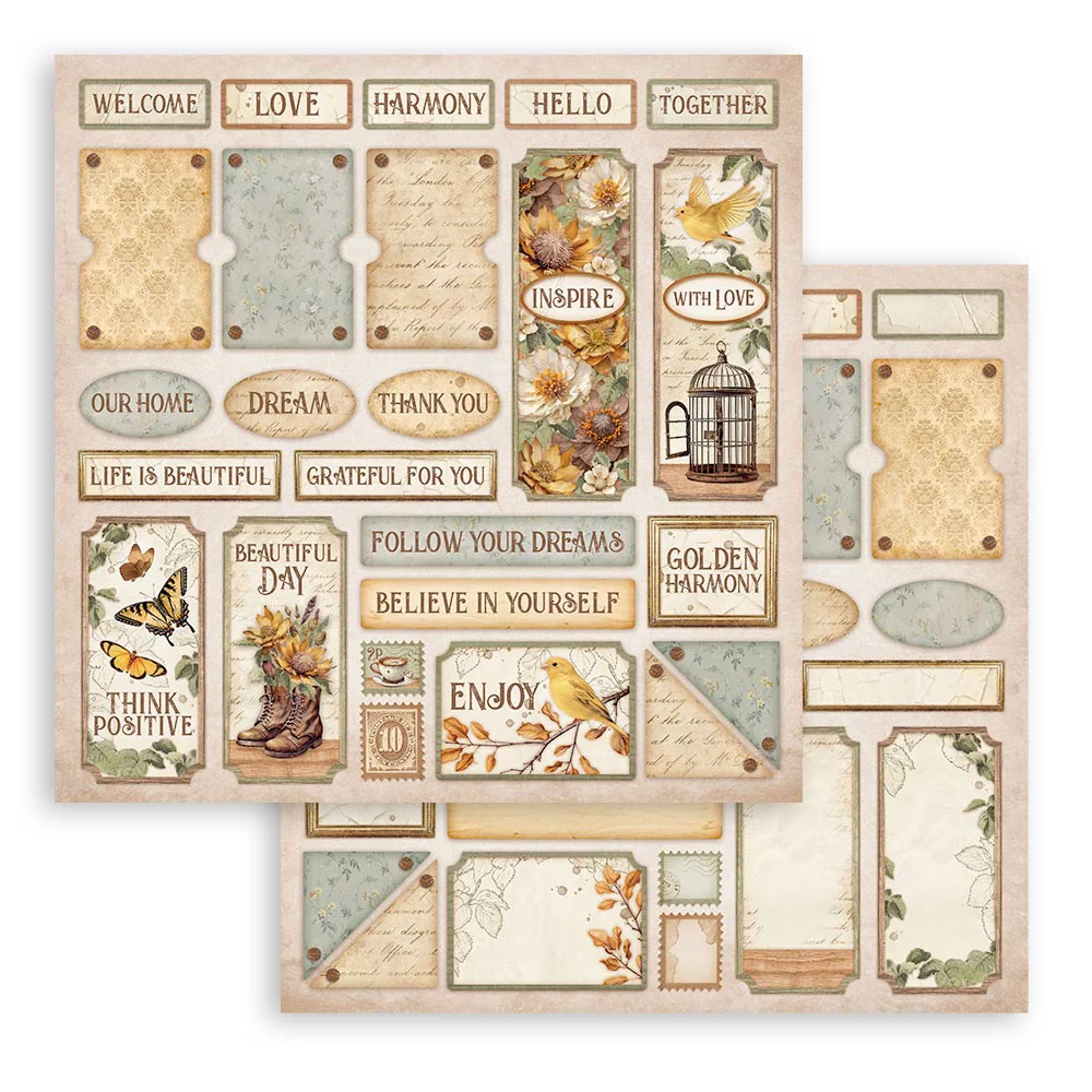 Set 10 Papeles Scrap Golden Harmony 20,3x20,3 Stamperia - Image 10