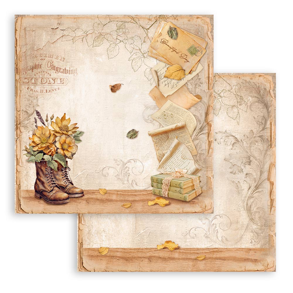 Set 10 Papeles Scrap Golden Harmony 20,3x20,3 Stamperia - Image 3