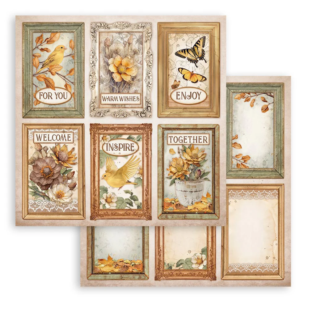 Set 10 Papeles Scrap Golden Harmony 20,3x20,3 Stamperia - Image 8