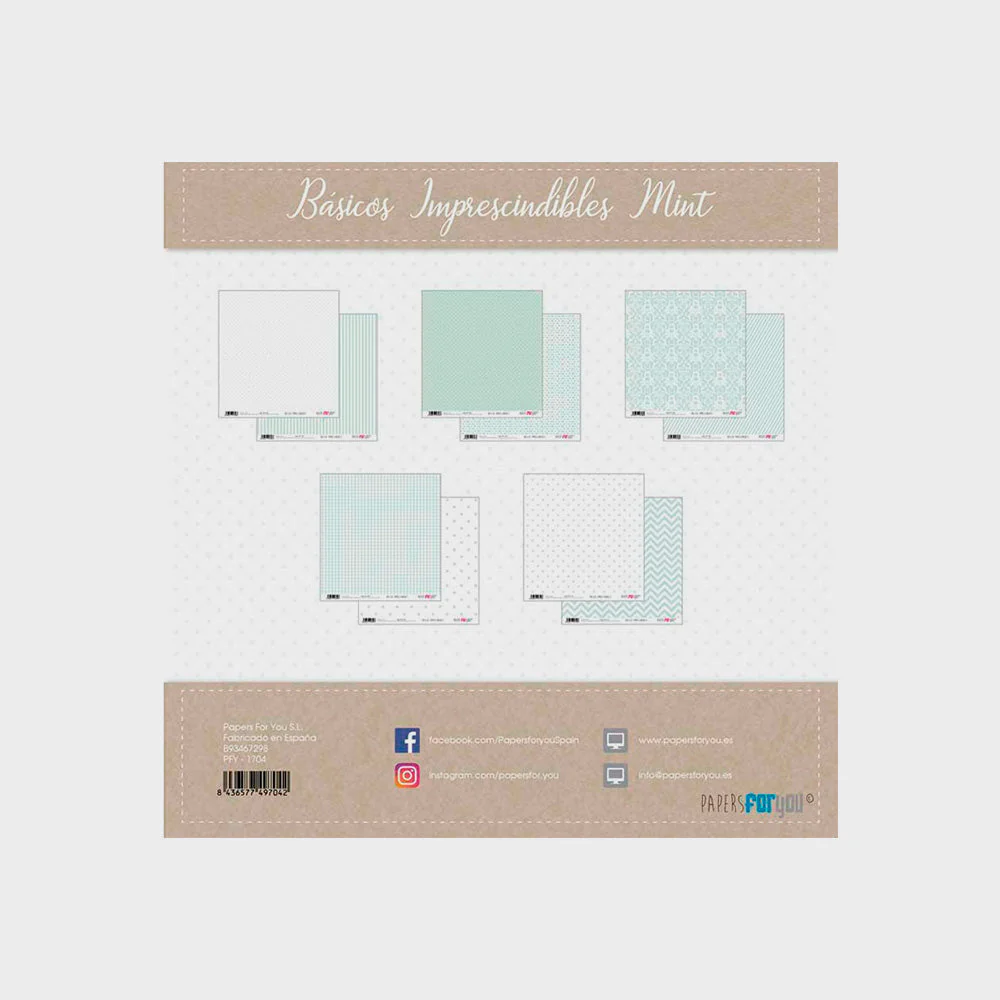 Set 10 Papeles Scrap Imprescindibles Mint 30x30 Papers For You