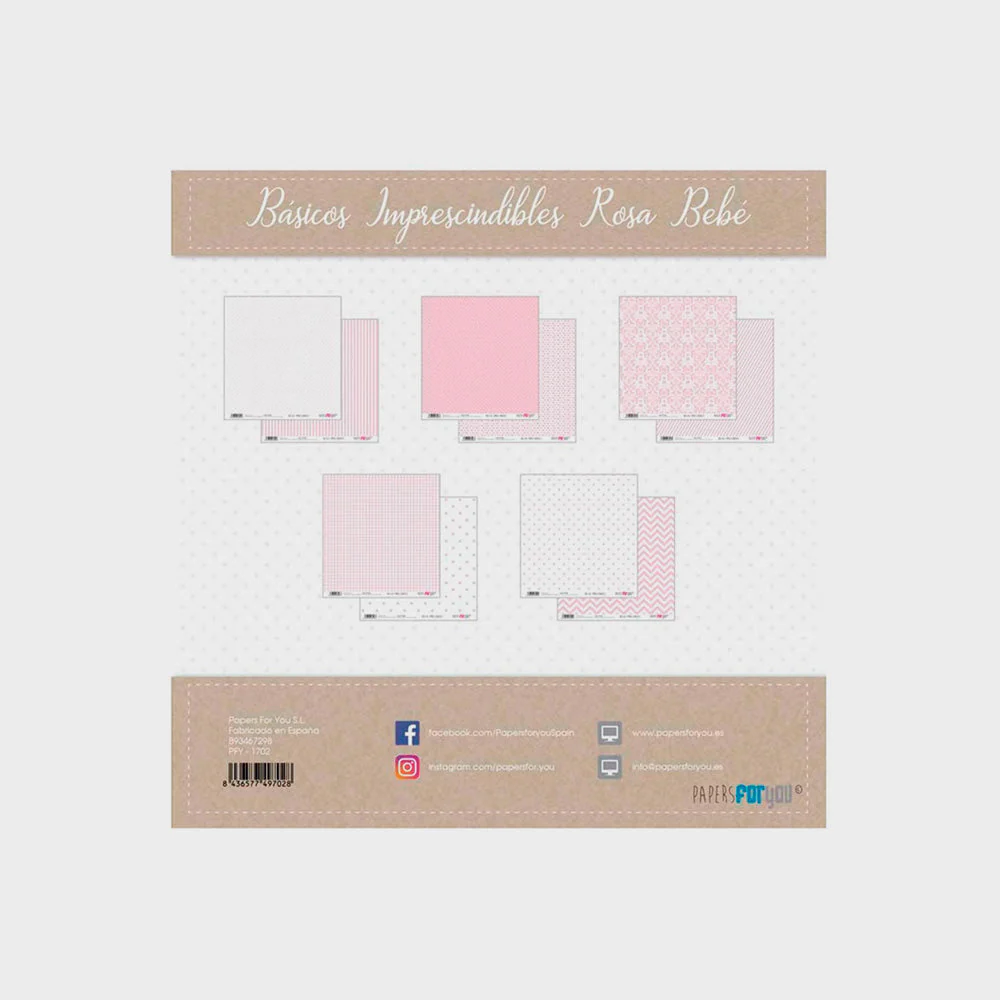 Set 10 Papeles Scrap Rosa Bebé 30x30 Papers For You - Image 2