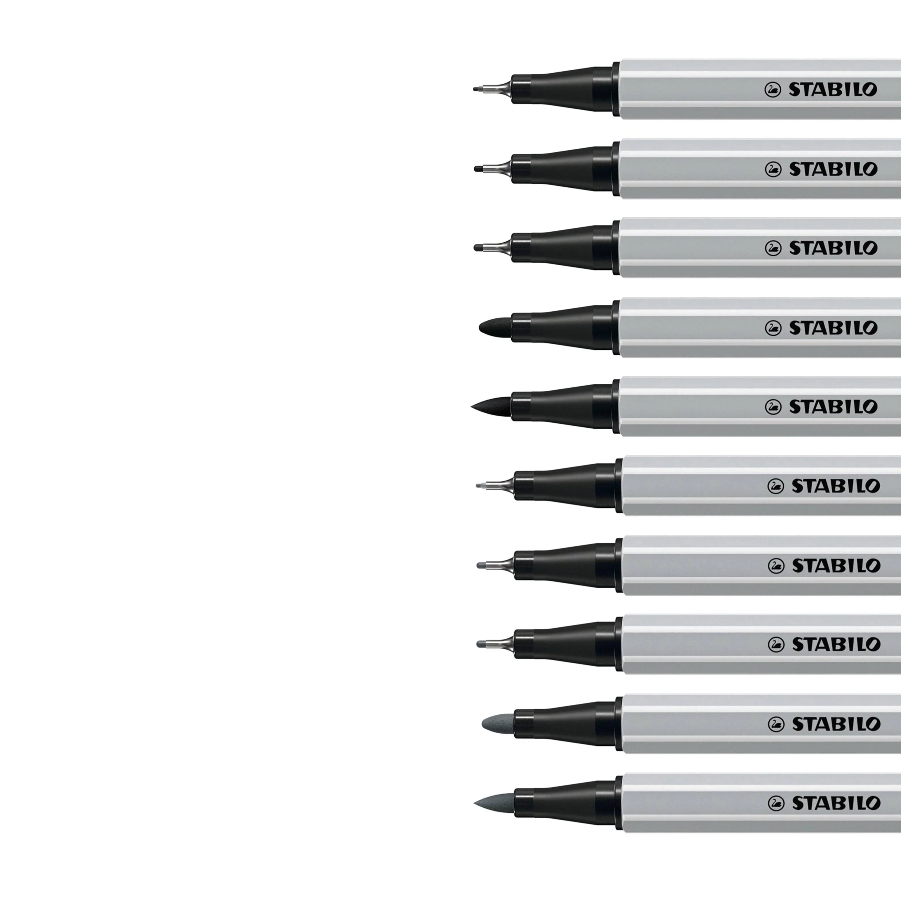 Set 10 Rotuladores Calibrados Negro y Gris Stabilo Creative Tips - Image 2