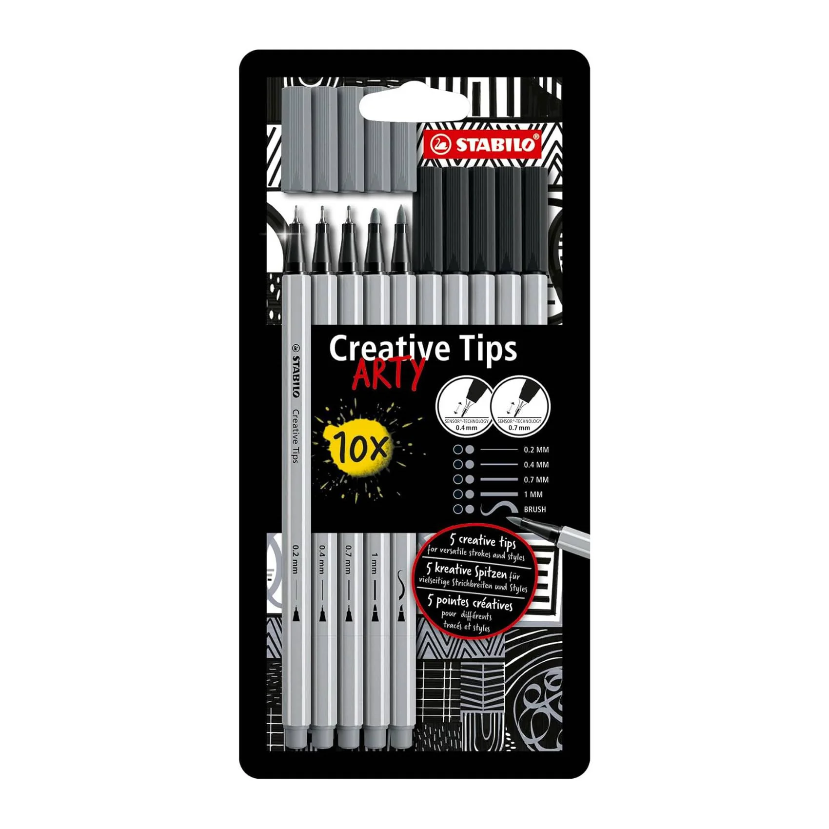 Set 10 Rotuladores Calibrados Negro y Gris Stabilo Creative Tips - Image 3