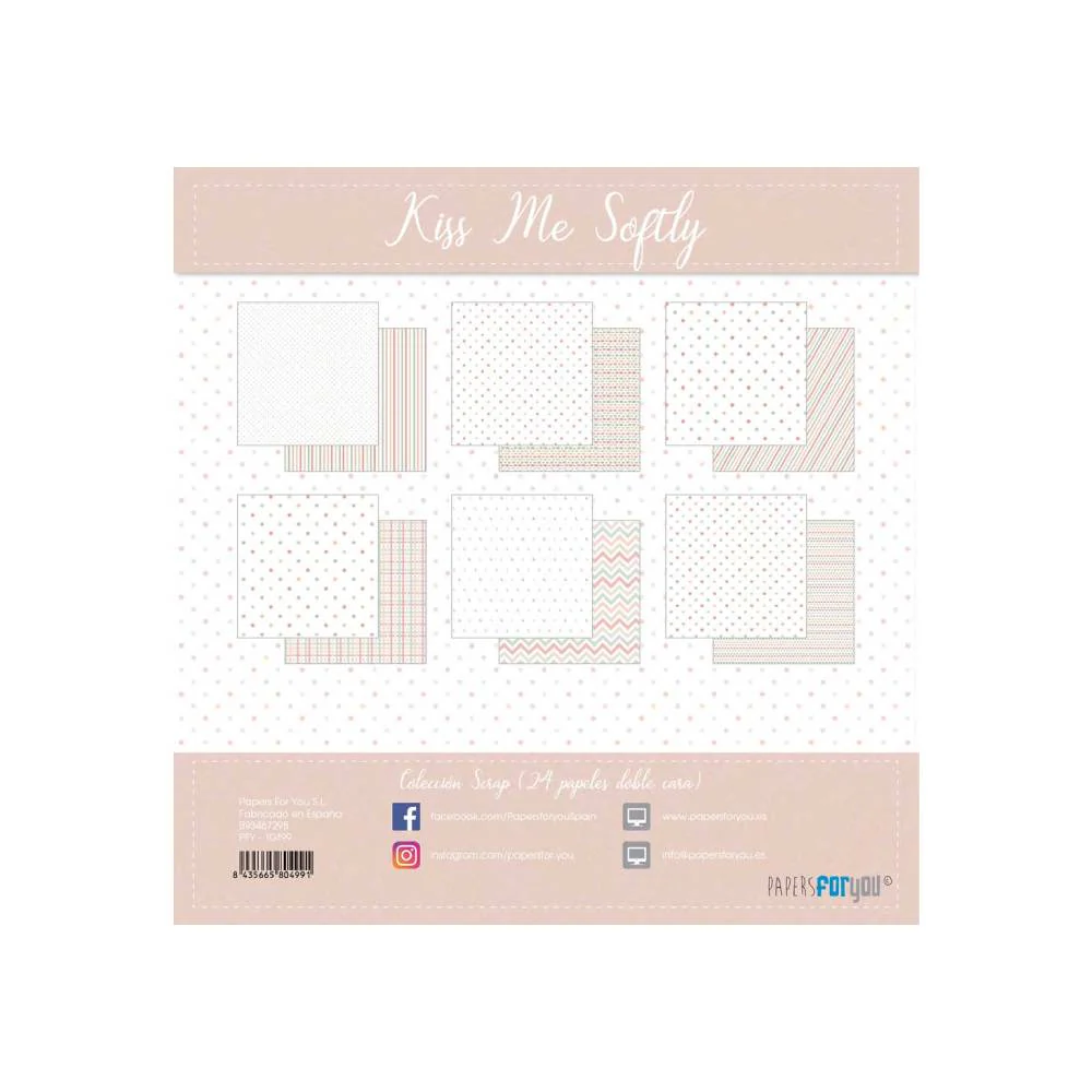 Set 12 Papeles Scrap 15x15cm Kiss Me Softly Papers For You - Image 14
