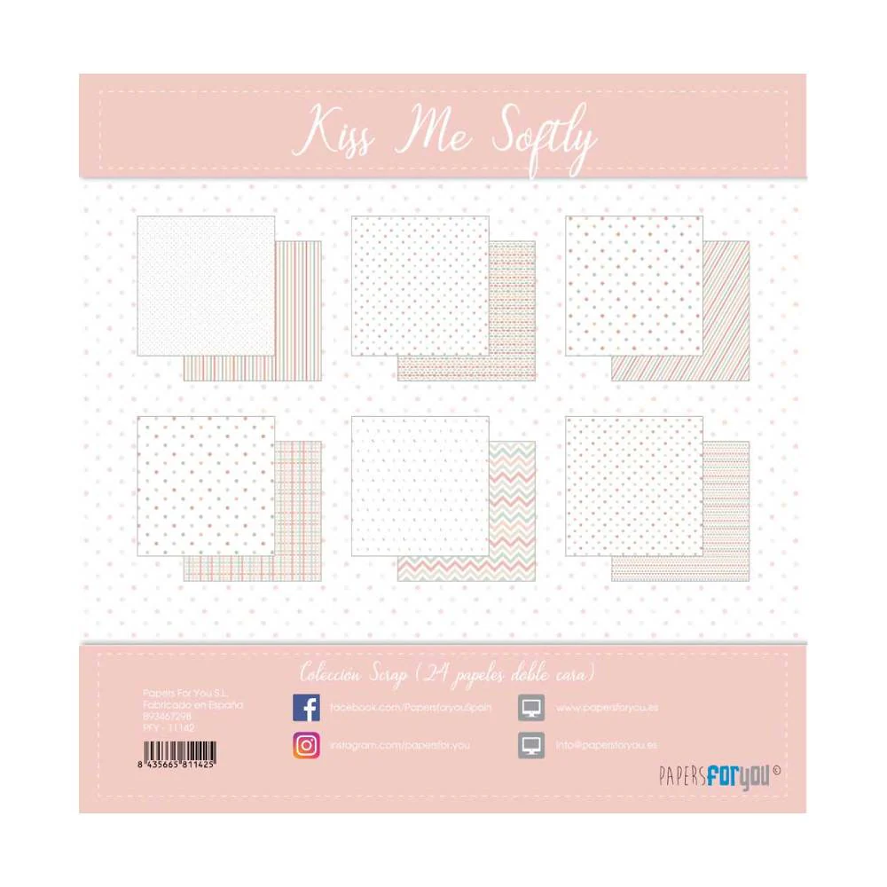 Set 12 Papeles Scrap 20x20cm Kiss Me Softly Papers For You - Image 14