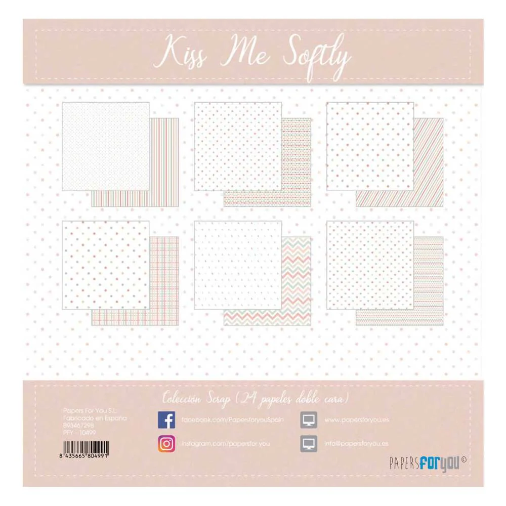 Set 12 Papeles Scrap 30x30cm Kiss Me Softly Papers For You - Image 14