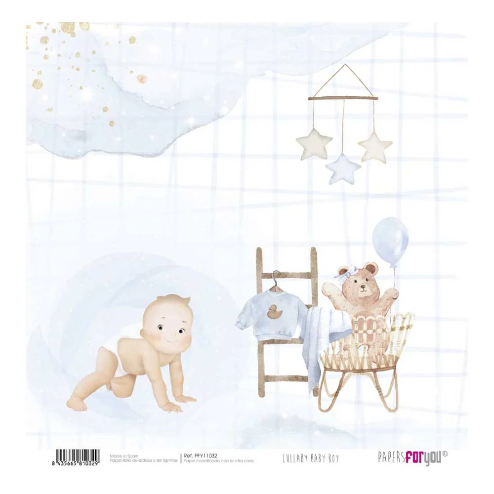 Set 12 Papeles Scrap 30x30cm Lullaby Baby Boy Papers For You - Image 10