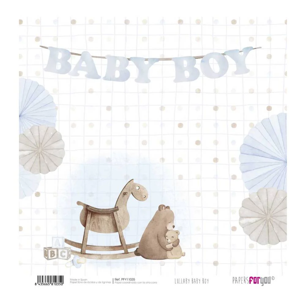 Set 12 Papeles Scrap 30x30cm Lullaby Baby Boy Papers For You - Image 16