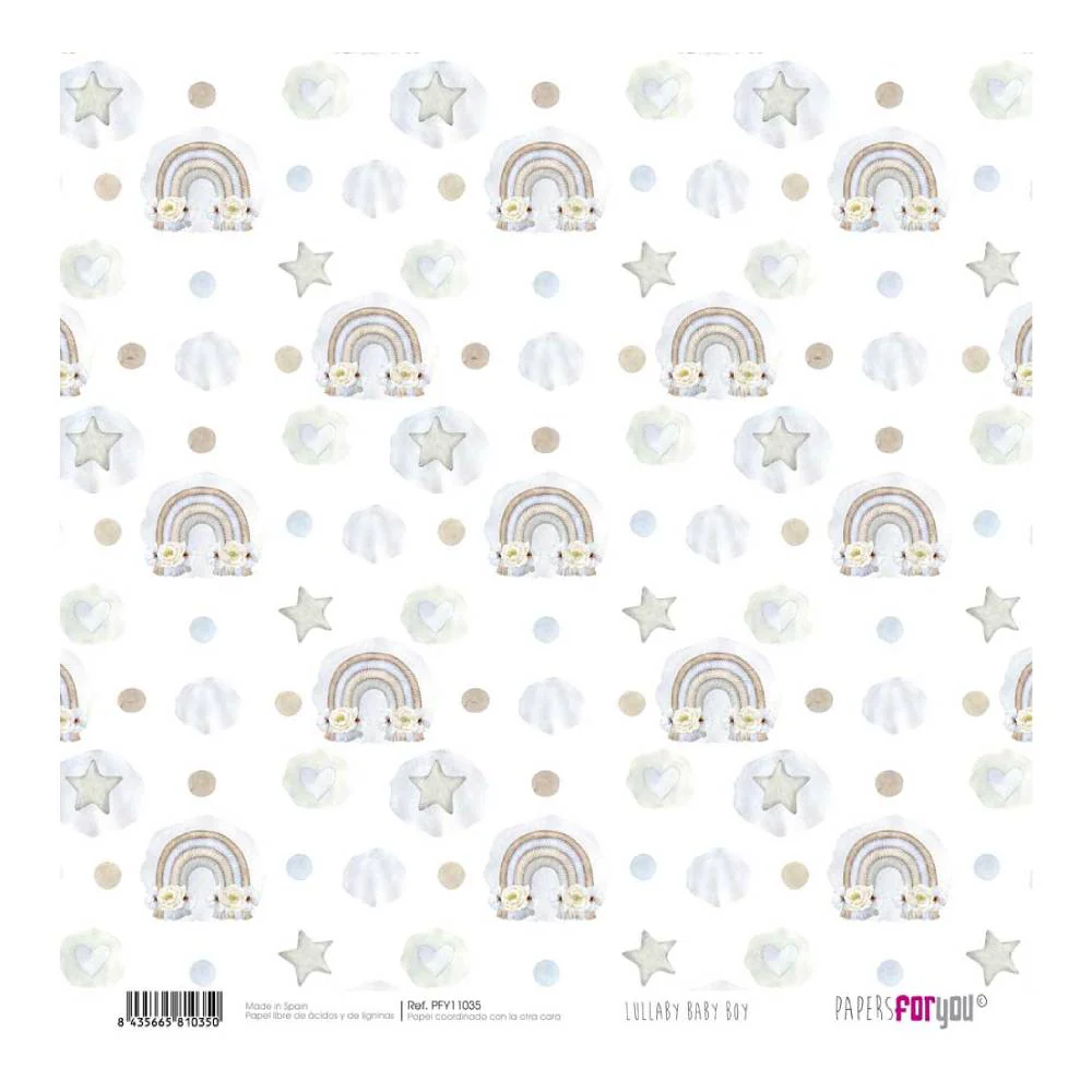 Set 12 Papeles Scrap 30x30cm Lullaby Baby Boy Papers For You - Image 17