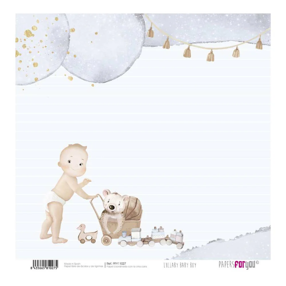 Set 12 Papeles Scrap 30x30cm Lullaby Baby Boy Papers For You - Image 2
