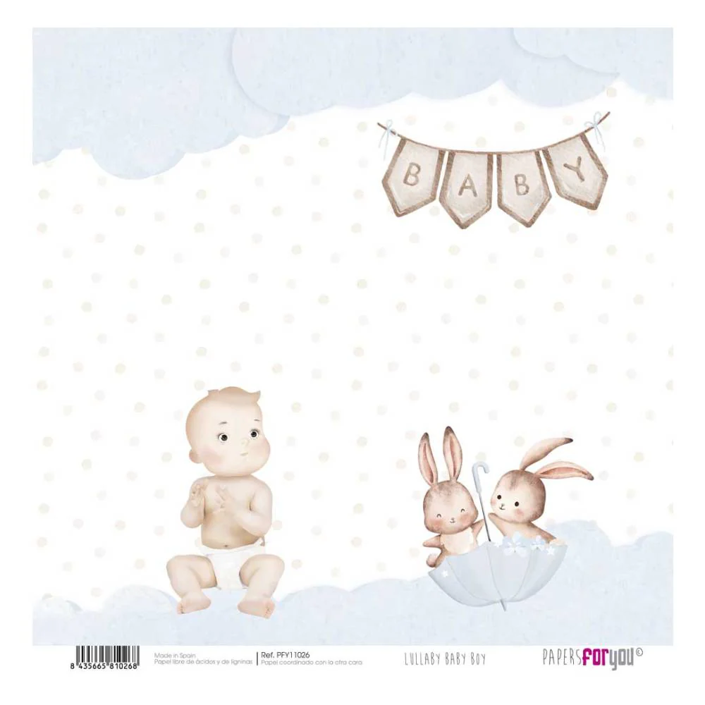Set 12 Papeles Scrap 30x30cm Lullaby Baby Boy Papers For You - Image 24