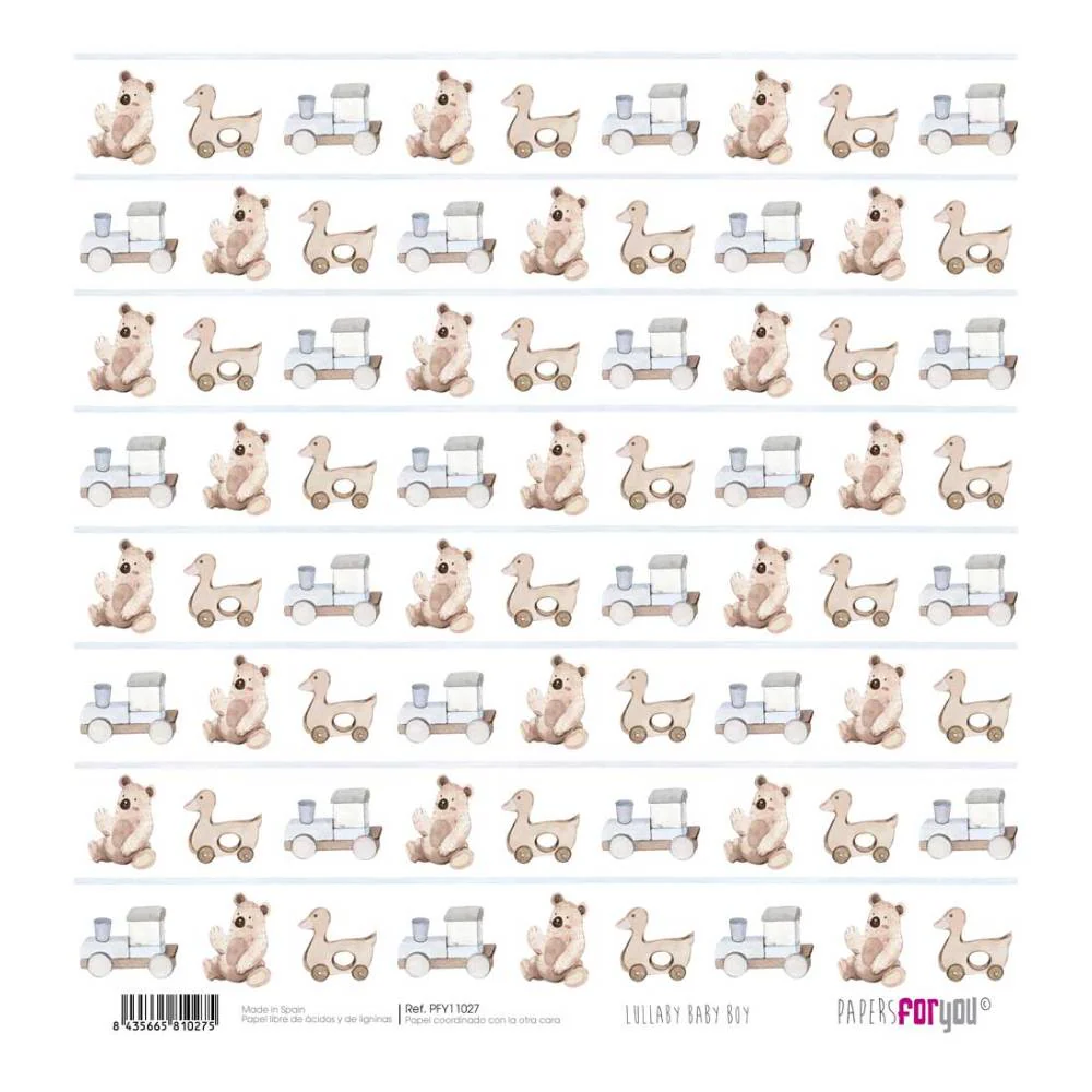 Set 12 Papeles Scrap 30x30cm Lullaby Baby Boy Papers For You - Image 3