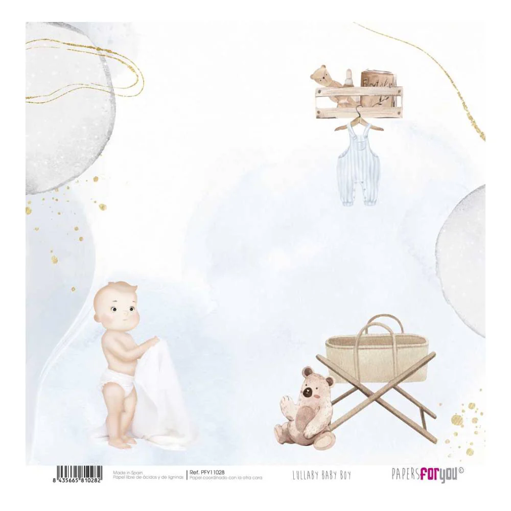 Set 12 Papeles Scrap 30x30cm Lullaby Baby Boy Papers For You - Image 4