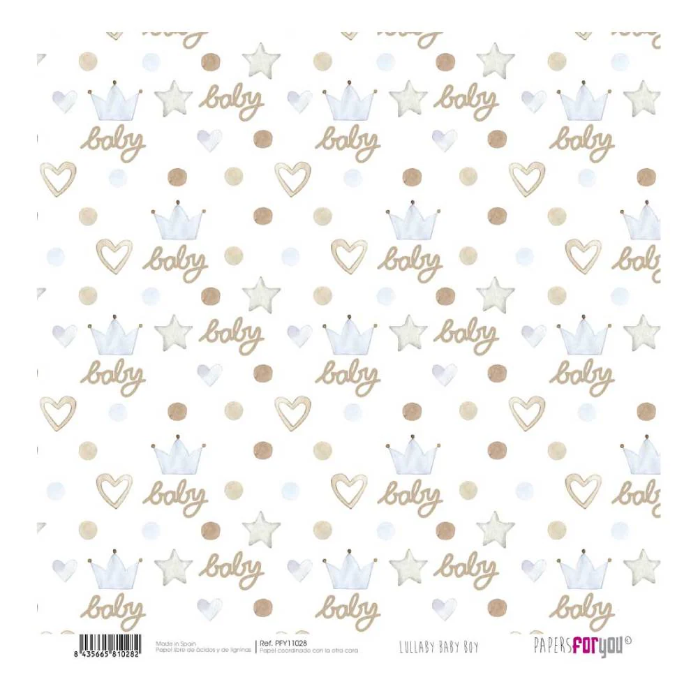 Set 12 Papeles Scrap 30x30cm Lullaby Baby Boy Papers For You - Image 5