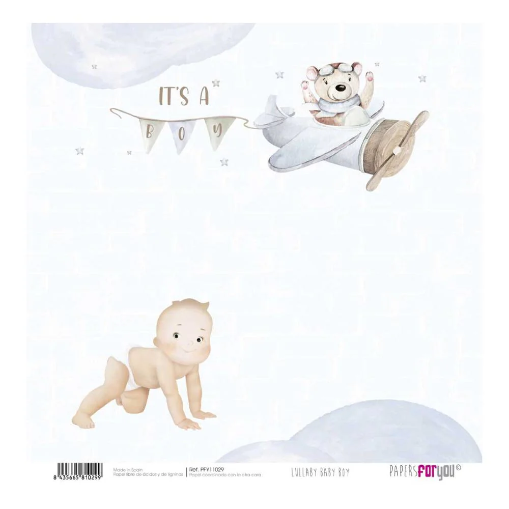 Set 12 Papeles Scrap 30x30cm Lullaby Baby Boy Papers For You - Image 6