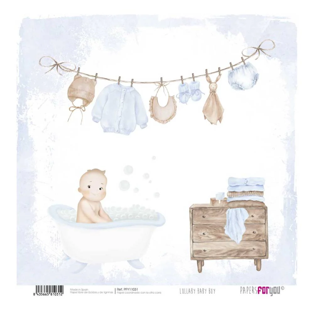 Set 12 Papeles Scrap 30x30cm Lullaby Baby Boy Papers For You - Image 8