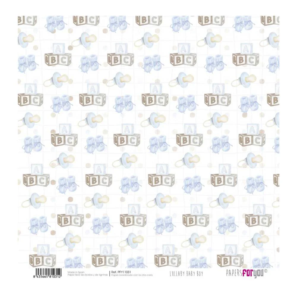 Set 12 Papeles Scrap 30x30cm Lullaby Baby Boy Papers For You - Image 9