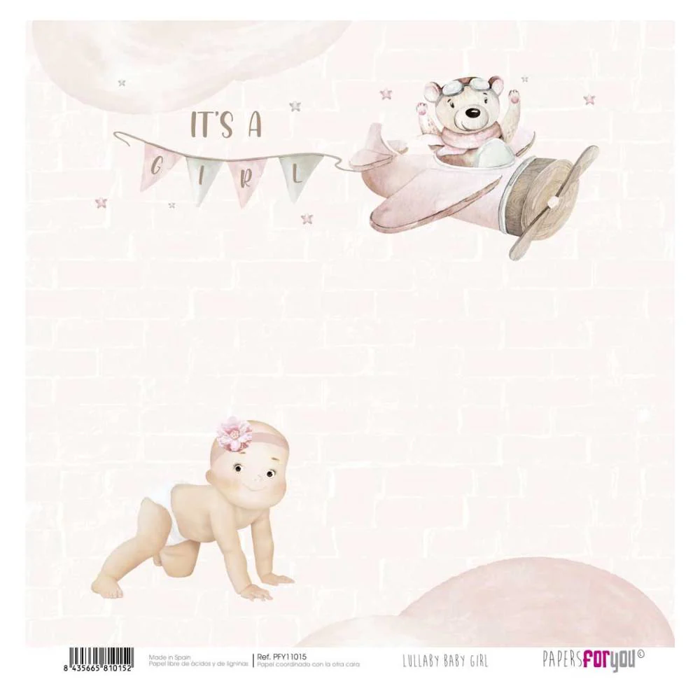Set 12 Papeles Scrap 30x30cm Lullaby Baby Girl Papers For You - Image 10