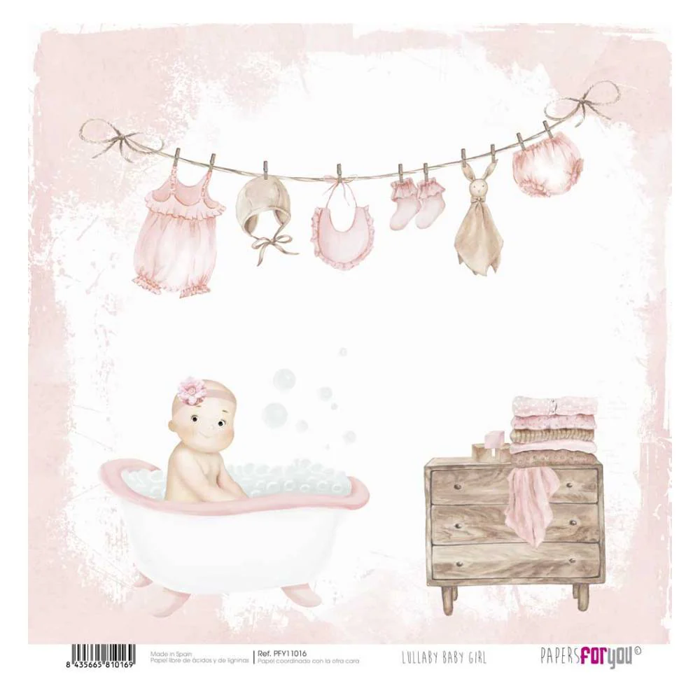 Set 12 Papeles Scrap 30x30cm Lullaby Baby Girl Papers For You - Image 13